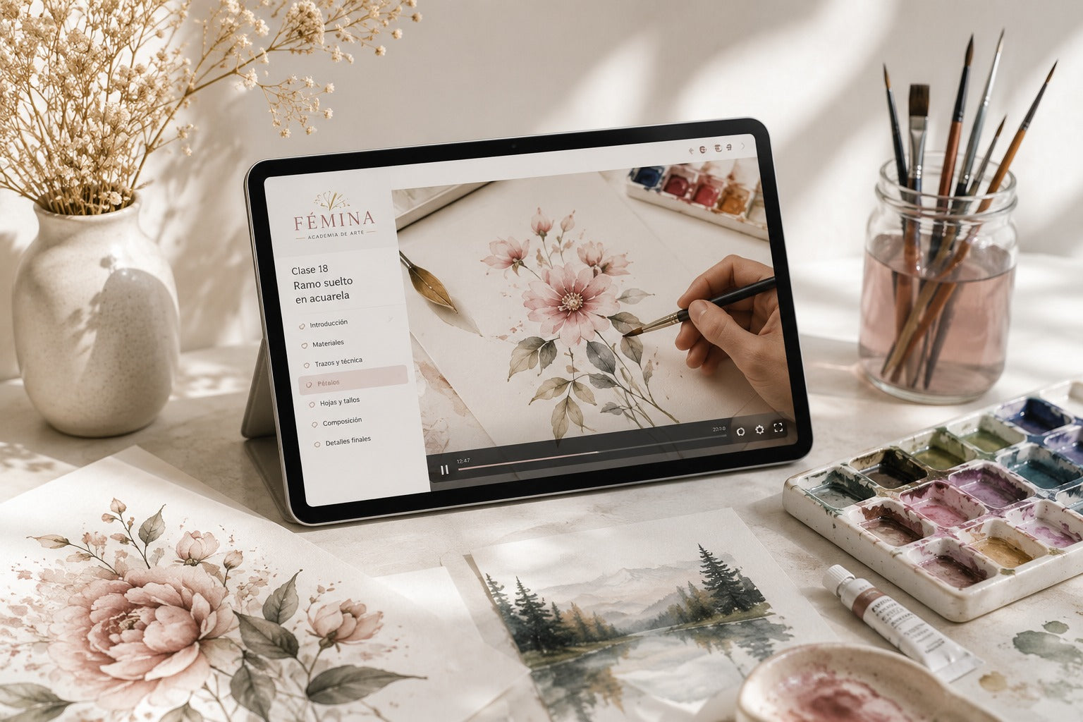 Fémina Academia de Arte — clase de acuarela